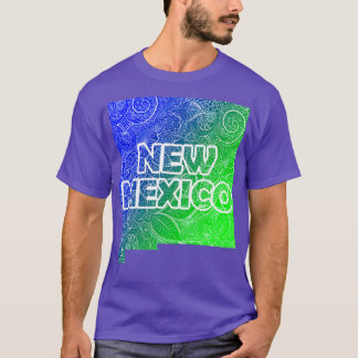 Kleurrijke mandala kunstkaart van New Mexico met t T-shirt