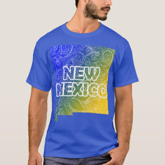 Kleurrijke mandala kunstkaart van New Mexico met t T-shirt