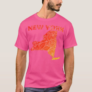 Kleurrijke mandala kunstkaart van New York met tek T-shirt