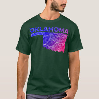 Kleurrijke mandala kunstkaart van Oklahoma met tek T-shirt