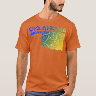 Kleurrijke mandala kunstkaart van Oklahoma met tek T-shirt