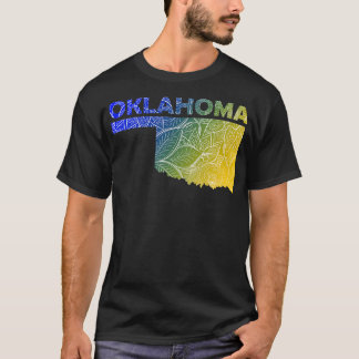 Kleurrijke mandala kunstkaart van Oklahoma met tek T-shirt