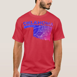 Kleurrijke mandala kunstkaart van Oklahoma met tek T-shirt
