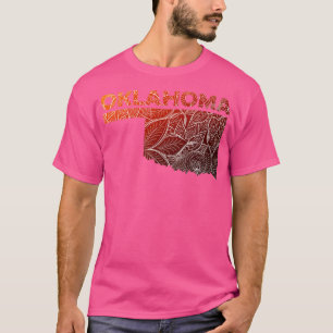 Kleurrijke mandala kunstkaart van Oklahoma met tek T-shirt