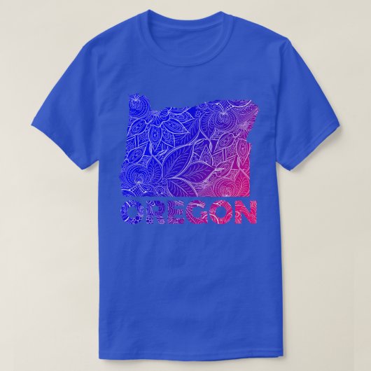 Kleurrijke mandala kunstkaart van Oregon met tekst T-shirt (Design voorkant)