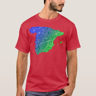 Kleurrijke mandala kunstkaart van Spanje met tekst T-shirt