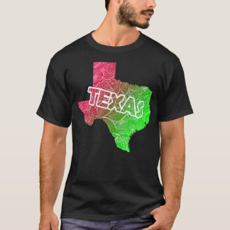 Kleurrijke mandala kunstkaart van Texas met tekst  T-shirt