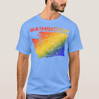 Kleurrijke mandala kunstkaart van Washington met t T-shirt