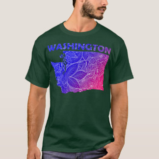 Kleurrijke mandala kunstkaart van Washington met t T-shirt