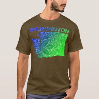 Kleurrijke mandala kunstkaart van Washington met t T-shirt