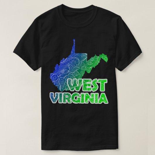 Kleurrijke mandala kunstkaart van West Virginia me T-shirt (Design voorkant)