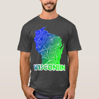 Kleurrijke mandala kunstkaart van Wisconsin met te T-shirt