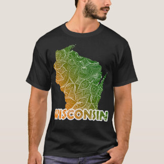 Kleurrijke mandala kunstkaart van Wisconsin met te T-shirt