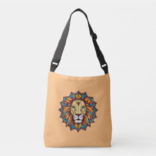 Kleurrijke Mandala Lion: Geometrische kunst ontwer Crossbody Tas