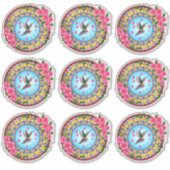 Kleurrijke mandala met een kokende vogel en roze b sticker (Voorkant)