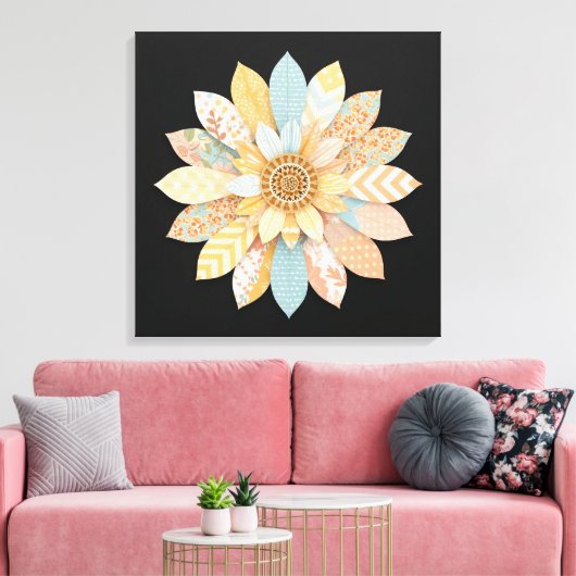 Kleurrijke Mandala Muurkunst | Levendig Boho Spiri Canvas Afdruk (Insitu (Woonkamer))