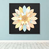 Kleurrijke Mandala Muurkunst | Levendig Boho Spiri Canvas Afdruk (Insitu (Houten vloer))