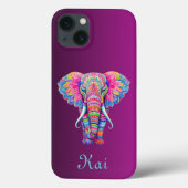 Kleurrijke Mandala Olifant met Aangepaste Naam Case-Mate iPhone Case (Achterkant)
