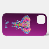 Kleurrijke Mandala Olifant met Aangepaste Naam Case-Mate iPhone Case (Achterkant (horizontaal))