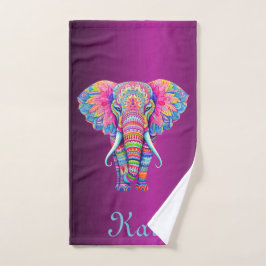 Kleurrijke Mandala olifant met Gepersonaliseerd na Bad Handdoek