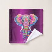 Kleurrijke Mandala olifant met Gepersonaliseerd na Bad Handdoek (Wasdoekje)