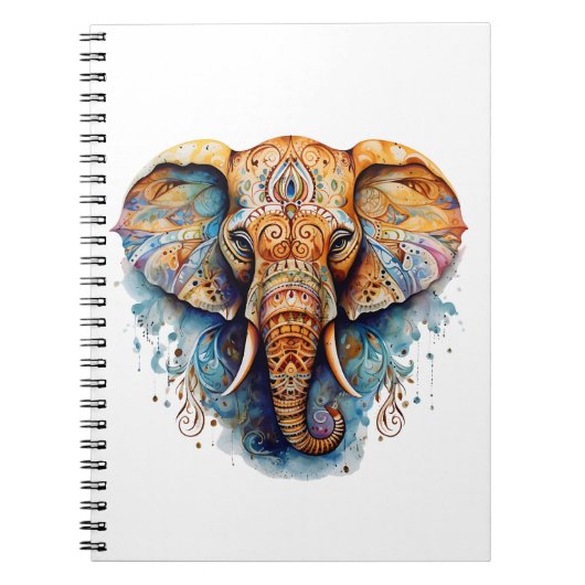 Kleurrijke mandala olifant notitieboek (Voorkant)
