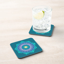 Kleurrijke Mandala op Blauwe Achtergrond Bier Onderzetter
