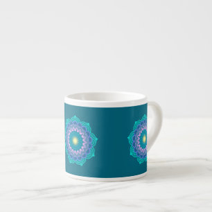 Kleurrijke Mandala op Blauwe Achtergrond Espresso Kop