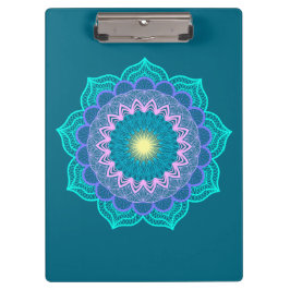 Kleurrijke Mandala op Blauwe Achtergrond Klembord