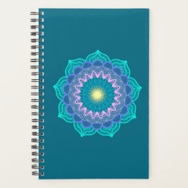 Kleurrijke Mandala op Blauwe Achtergrond Planner