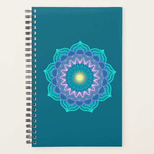 Kleurrijke Mandala op Blauwe Achtergrond Planner (Voorkant)