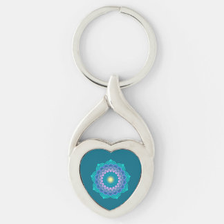 Kleurrijke Mandala op Blauwe Achtergrond Sleutelhanger