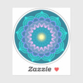 Kleurrijke Mandala op Blauwe Achtergrond Sticker (Vel)