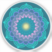 Kleurrijke Mandala op Blauwe Achtergrond Sticker (Voorkant)