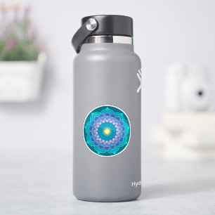 Kleurrijke Mandala op Blauwe Achtergrond Sticker