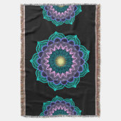 Kleurrijke Mandala op Zwarte Achtergrond Deken (Voorkant Verticaal)
