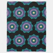 Kleurrijke Mandala op Zwarte Achtergrond Fleece Deken (Voorkant)
