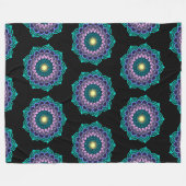 Kleurrijke Mandala op Zwarte Achtergrond Fleece Deken (Voorkant (Horizontaal))
