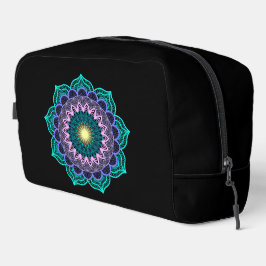 Kleurrijke Mandala op Zwarte Achtergrond Toilettasje