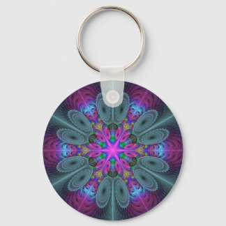 Kleurrijke Mandala Opvallende Fractale Kunst Kalei Sleutelhanger