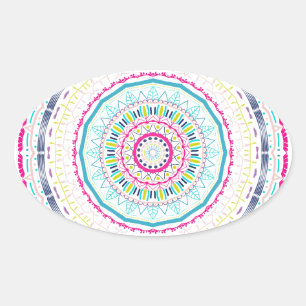 kleurrijke mandala ovale sticker