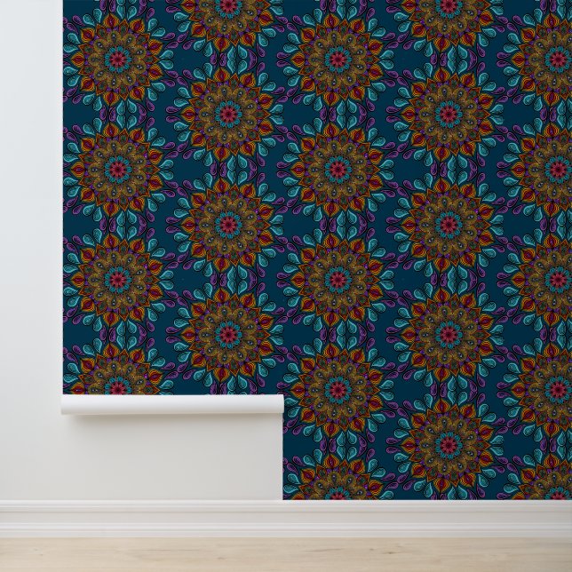 Kleurrijke Mandala Patroon Boho Maximalist Hippie Behang (Applicatie)