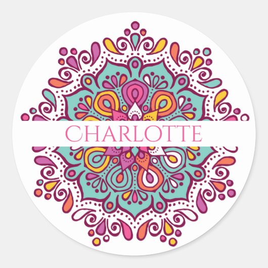 Kleurrijke Mandala Persoonlijke Sticker (Voorkant)