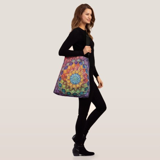 Kleurrijke mandala print tas (Op model)