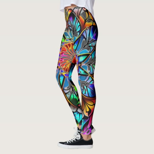 Kleurrijke Mandala, Psychedelic Mandala, Geometris Leggings (Links)