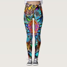 Kleurrijke Mandala, Psychedelic Mandala, Geometris Leggings