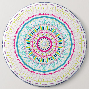 kleurrijke mandala ronde button 6,0 cm