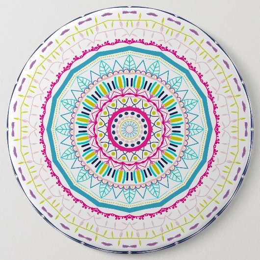 kleurrijke mandala ronde button 6,0 cm (Voorkant)