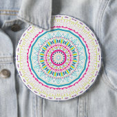 kleurrijke mandala ronde button 6,0 cm (In situ)