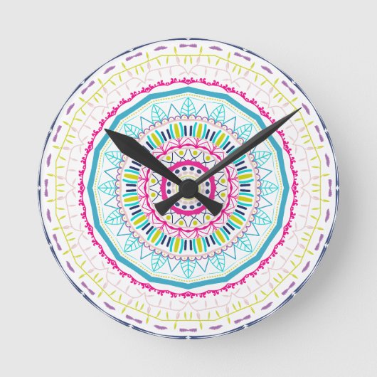 kleurrijke mandala ronde klok (Voorkant)